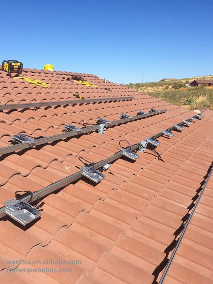 Aluminum Hook And Rail Solar Panel Tile Roof